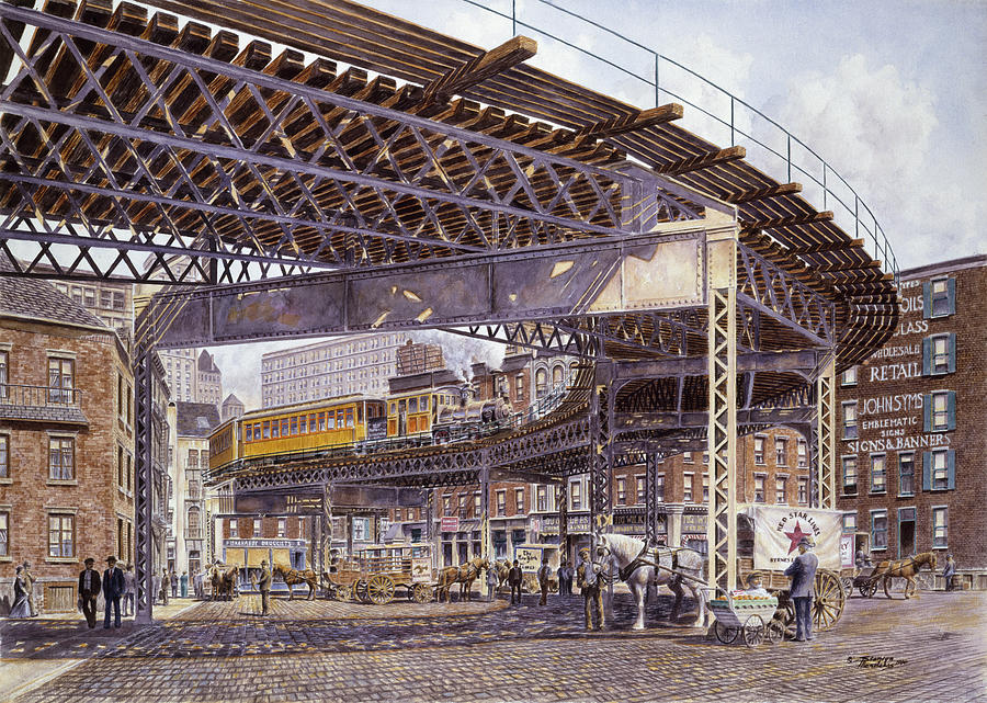 Train Painting - 2nd Ave. El, Ca. 1896 by Stanton Manolakas