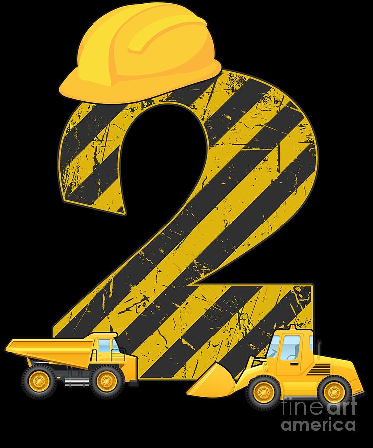 2nd Birthday Digger 2 Years Builder Excavator Gift Digital Art by J M