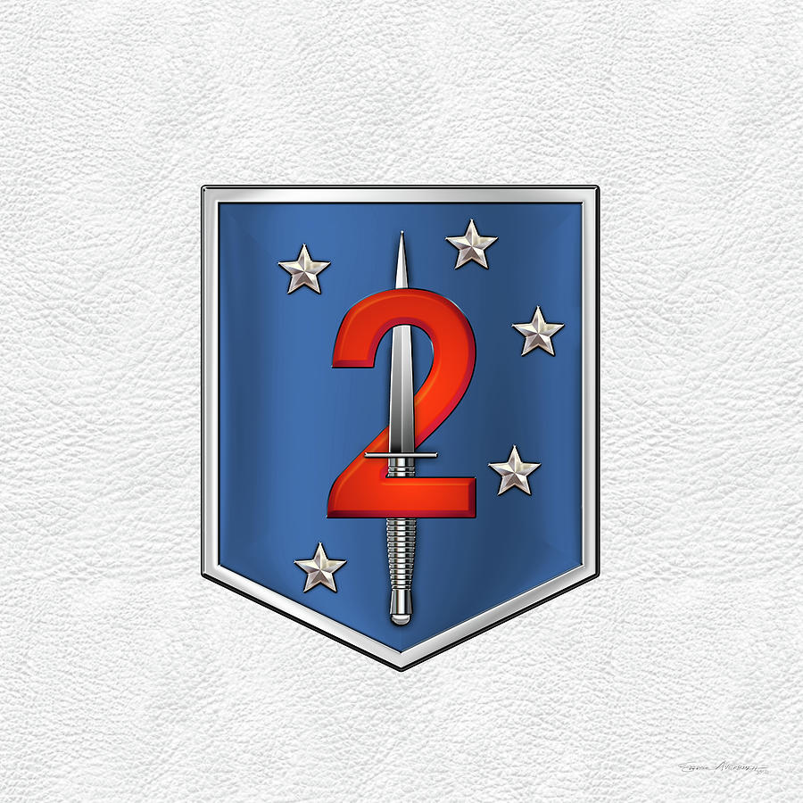 2nd Marine Raider Battalion - 2nd Marine Special Operations Battalion M S O B  Patch White Leather Digital Art by Serge Averbukh
