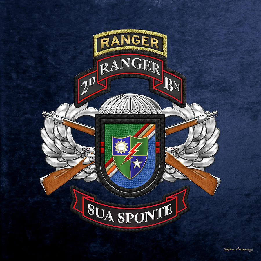 2nd Ranger Battalion - Army Rangers Special Edition over Blue Velvet Digital Art by Serge Averbukh