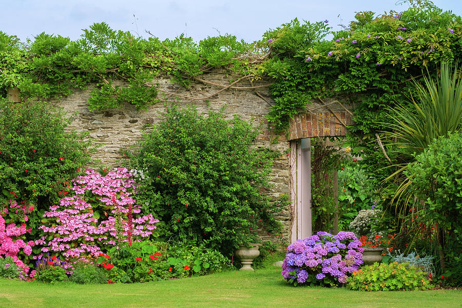 A beautiful summer walled garden border flowerbed #3 Photograph by Seeables Visual Arts