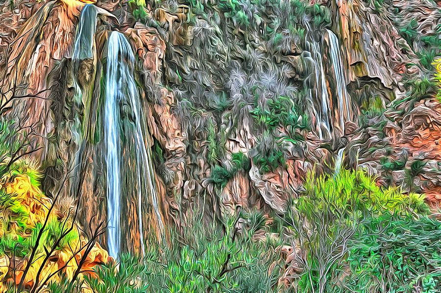 A breathtaking waterfall in the mountains near Agadir in Morocco #3 Digital Art by Gina Koch