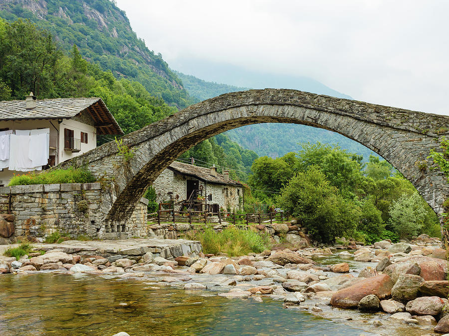 A Characteristic Bridge Of A Piedmontese Alpine Village Photograph by ...