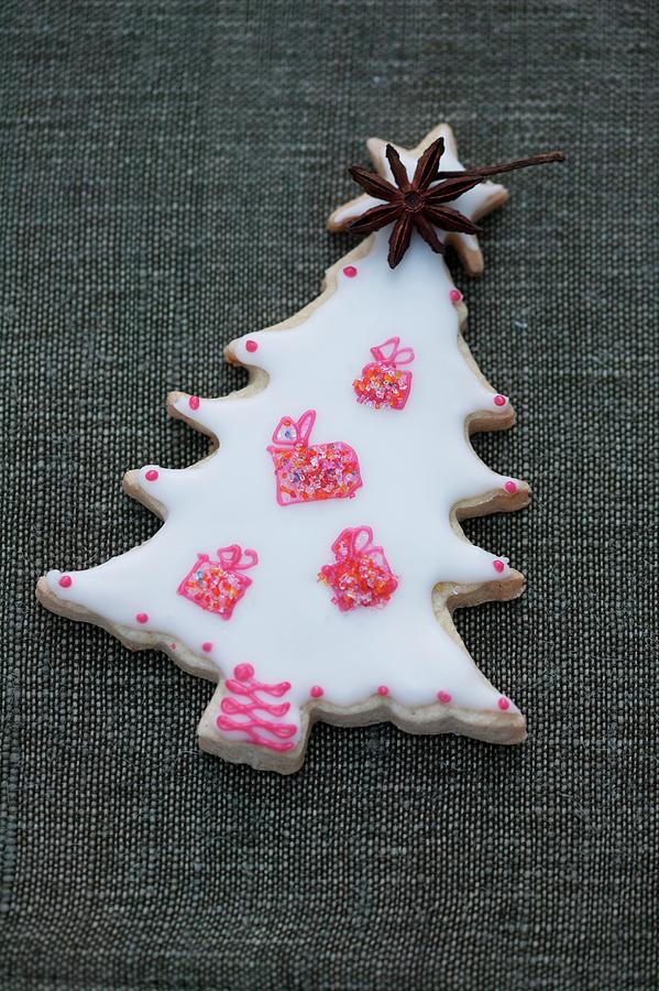 A Decorated Biscuit In The Shape Of A Christmas Tree #3 Photograph by Food Experts Group