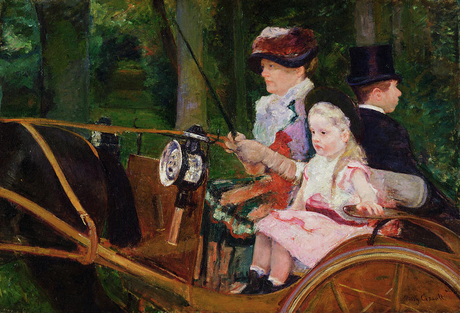 Mary Stevenson Cassatt Painting - A Woman and a Girl Driving #3 by Mary Cassatt
