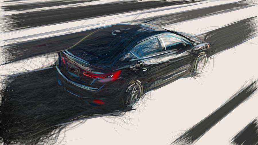 Acura ILX Draw #3 Digital Art by CarsToon Concept