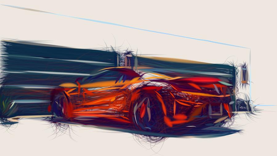 Acura NSX Drawing #4 Digital Art by CarsToon Concept