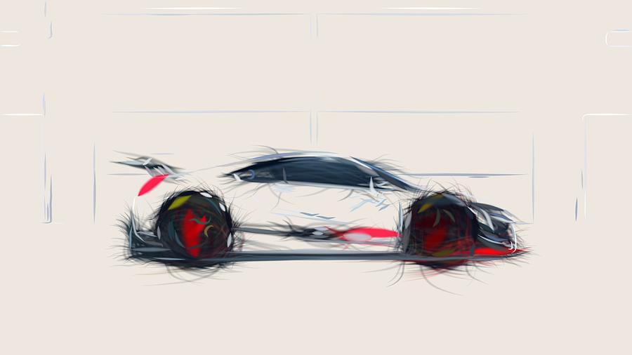 Acura NSX GT3 Draw #4 Digital Art by CarsToon Concept