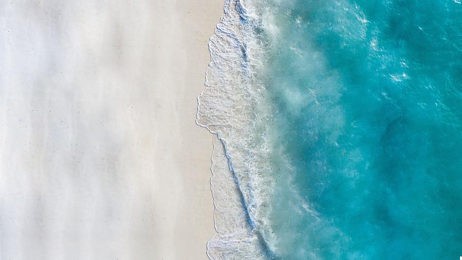 Nature Photograph - Aerial View Of Sandy Beach And Ocean #3 by Levente Bodo