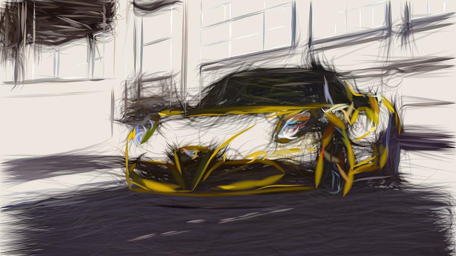 Alfa Romeo 4C Spider Drawing #4 Digital Art by CarsToon Concept