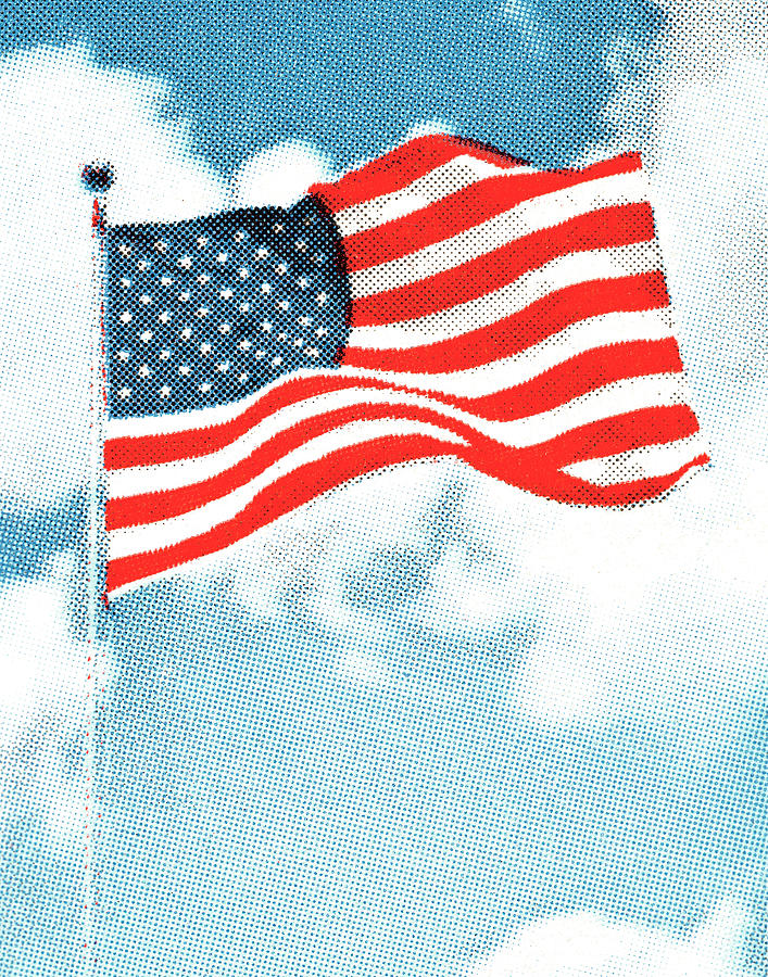 Fourth Of July Drawing - American flag #3 by CSA Images