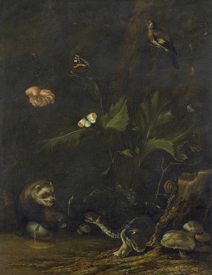 Animals and plants, Anthonie van Borssom, 1650 - 1677 #3 Painting by Anthonie van Borssom