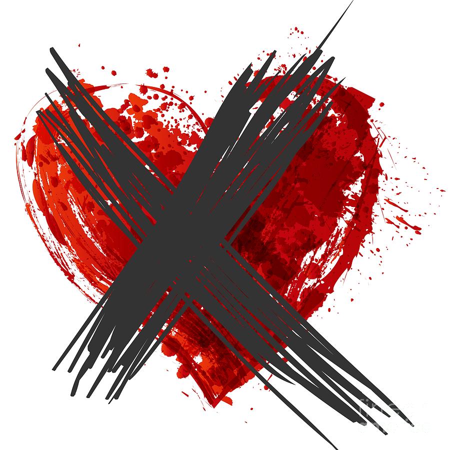 Anti Valentines Day Crossed Heart Digital Art by Mister Tee - Fine Art ...