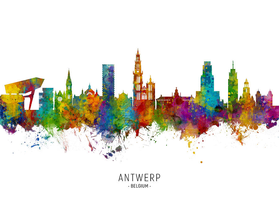 Antwerp Belgium Skyline #3 Digital Art by Michael Tompsett