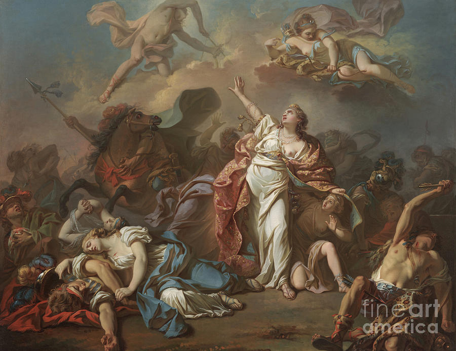 Jacques Louis David Painting - Apollo And Diana Attacking The Children Of Niobe by Jacques Louis David