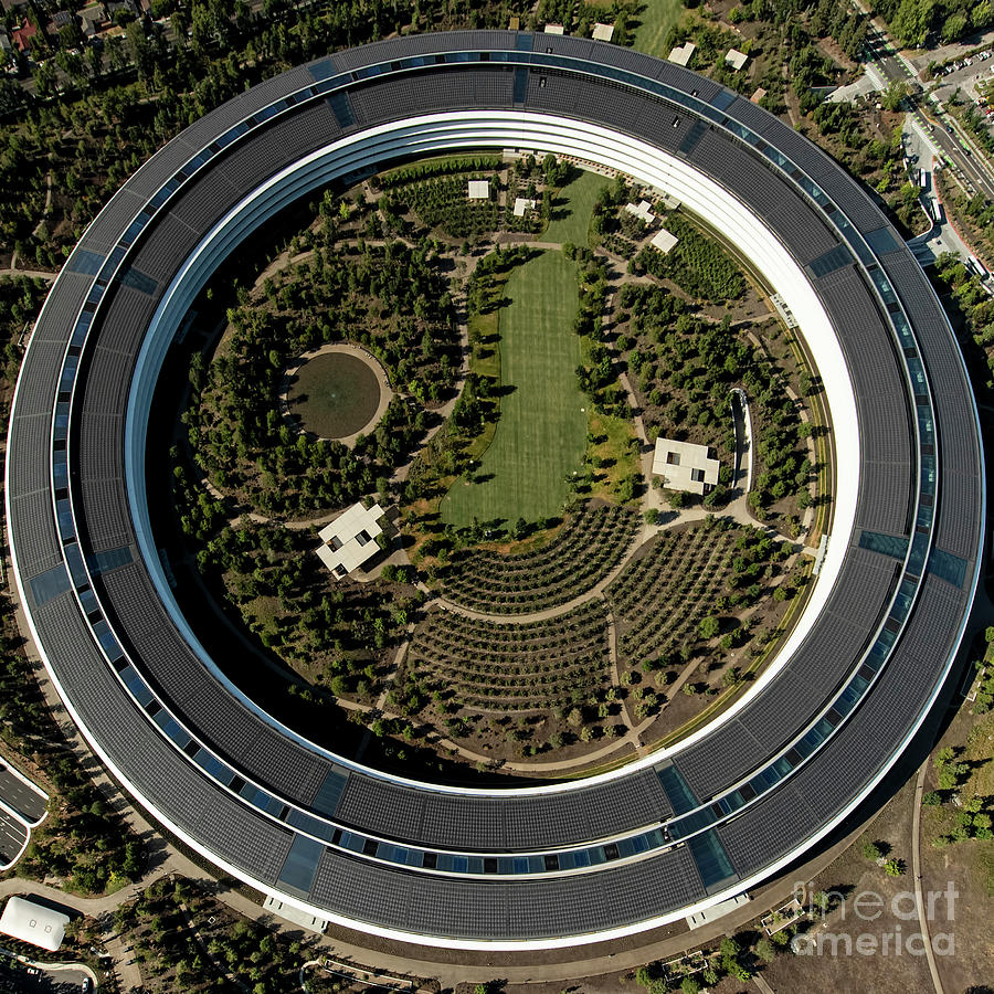 Apple Park Building Apple Inc Headquarters Aerial Photograph by David Oppenheimer