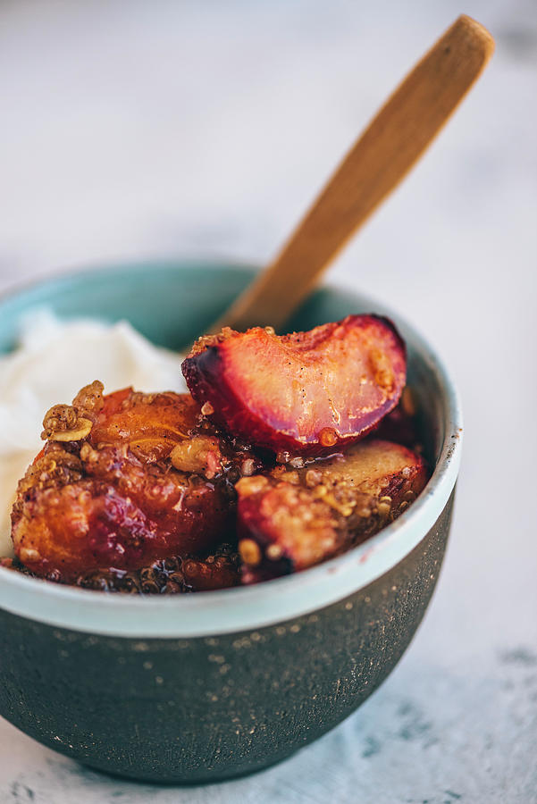 Apricot And Plum Crumble With Quinoa And Oatmeal #3 Photograph by Hein Van Tonder