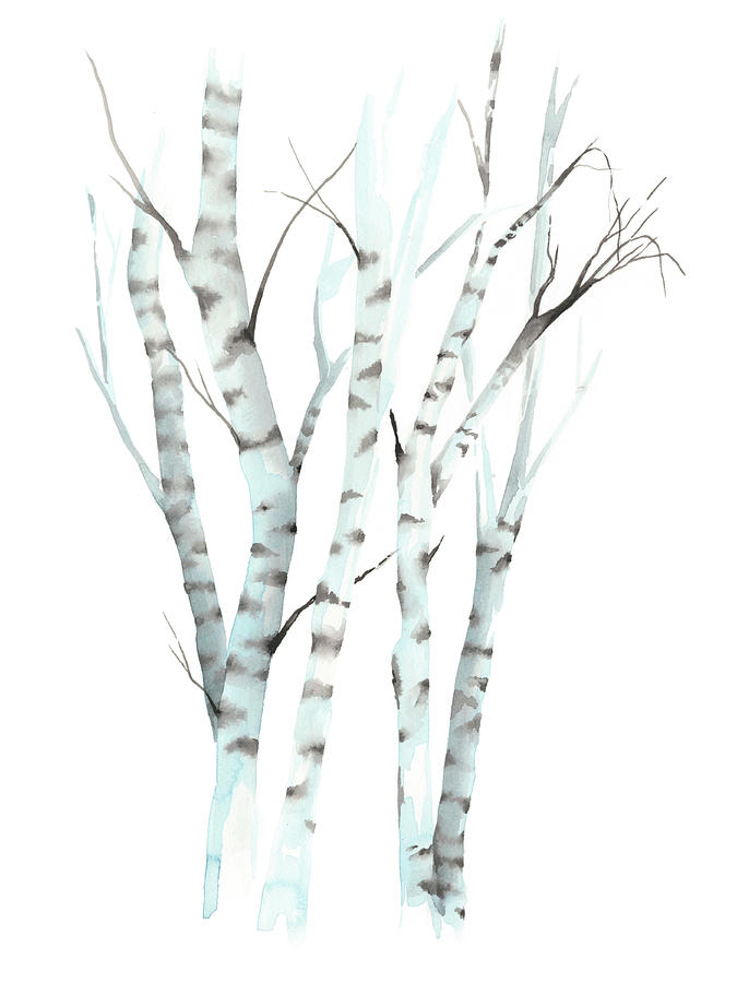Abstract Painting - Aquarelle Birches II #3 by Grace Popp