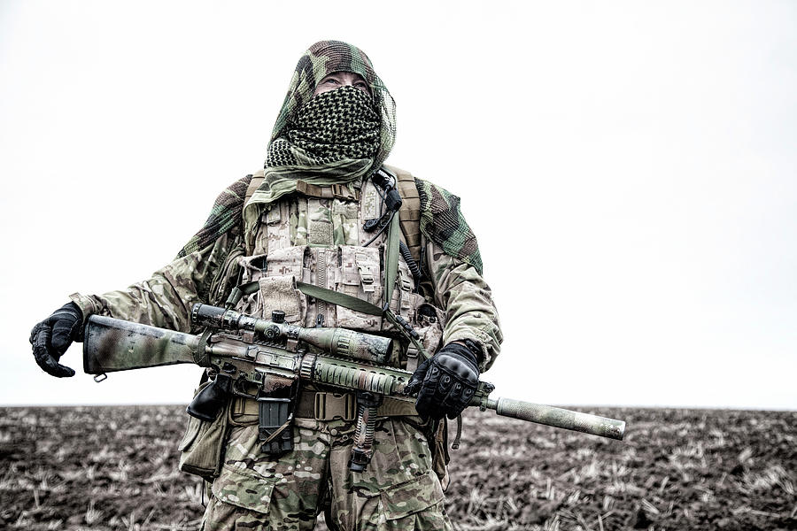 Army Sniper Standing In Field #3 Photograph by Oleg Zabielin - Pixels