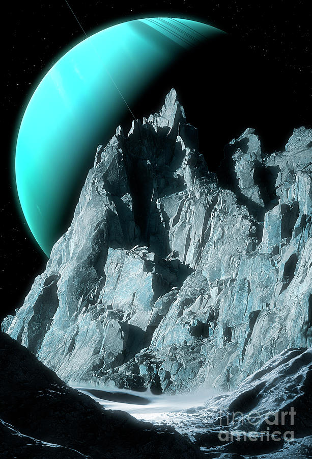 Artwork Of Uranus And Miranda #3 Photograph by Mark Garlick/science Photo Library