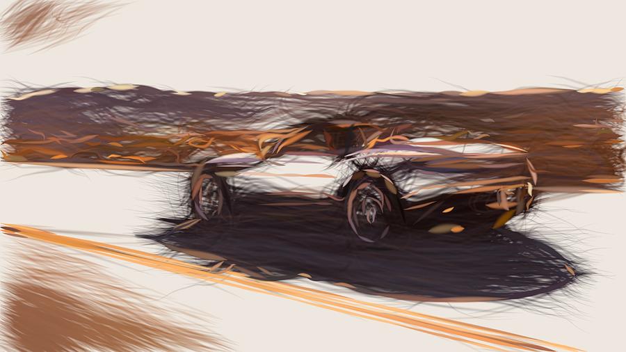 Aston Martin DB11 Volante Drawing #4 Digital Art by CarsToon Concept