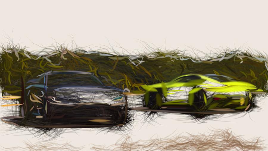 Aston Martin Vantage Drawing #4 Digital Art by CarsToon Concept