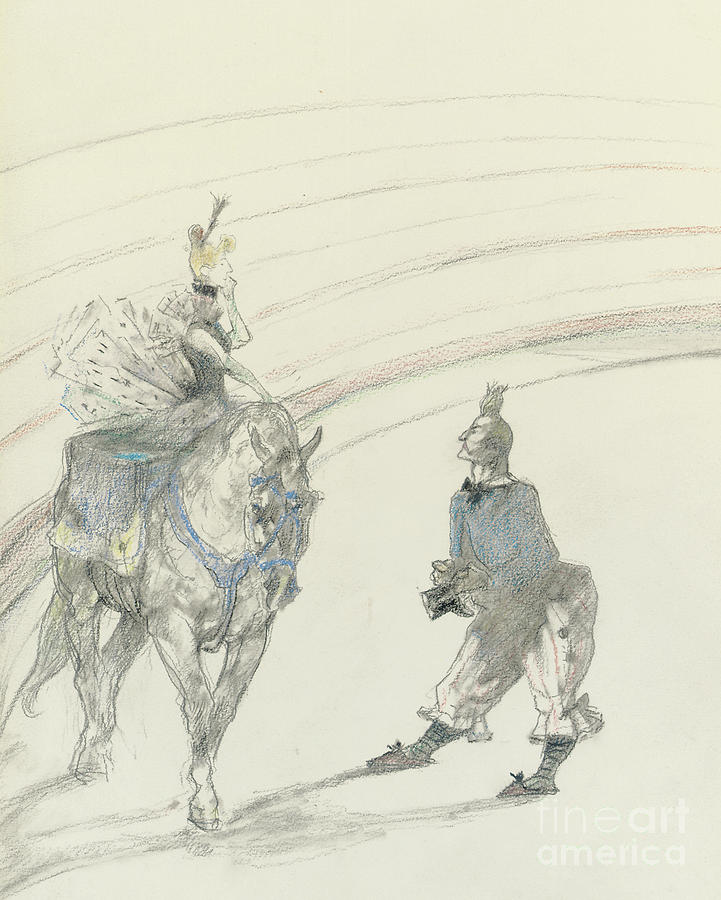 At the Circus Drawing by Henri de Toulouse-Lautrec