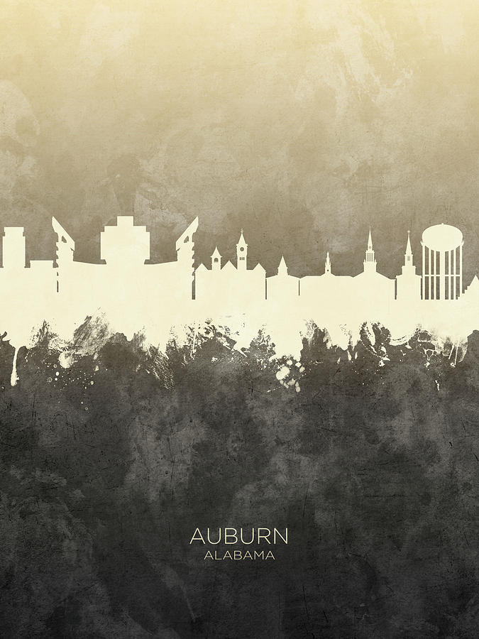 Auburn Digital Art - Auburn Alabama Skyline by Michael Tompsett Auburn Digital Art - Auburn Alabama Skyline by Michael Tompsett