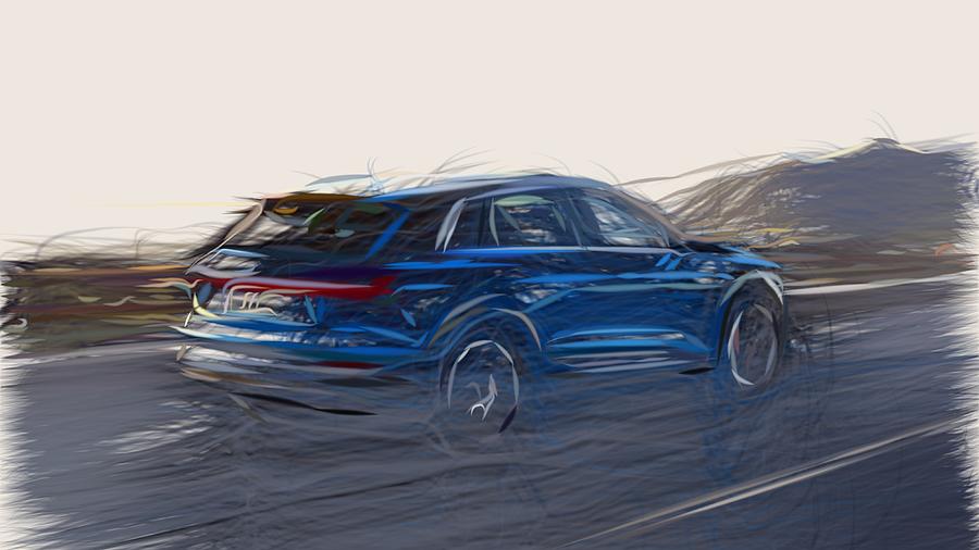 Audi E Tron Drawing #4 Digital Art by CarsToon Concept