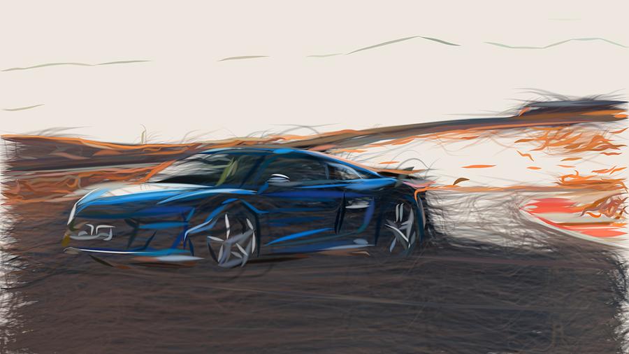 Audi R8 Drawing #4 Digital Art by CarsToon Concept