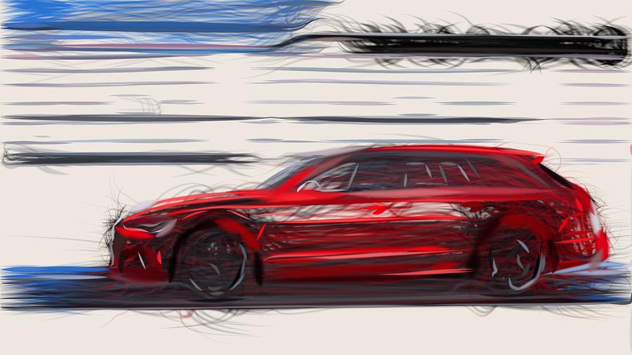 Audi RS6 Avant Drawing #4 Digital Art by CarsToon Concept