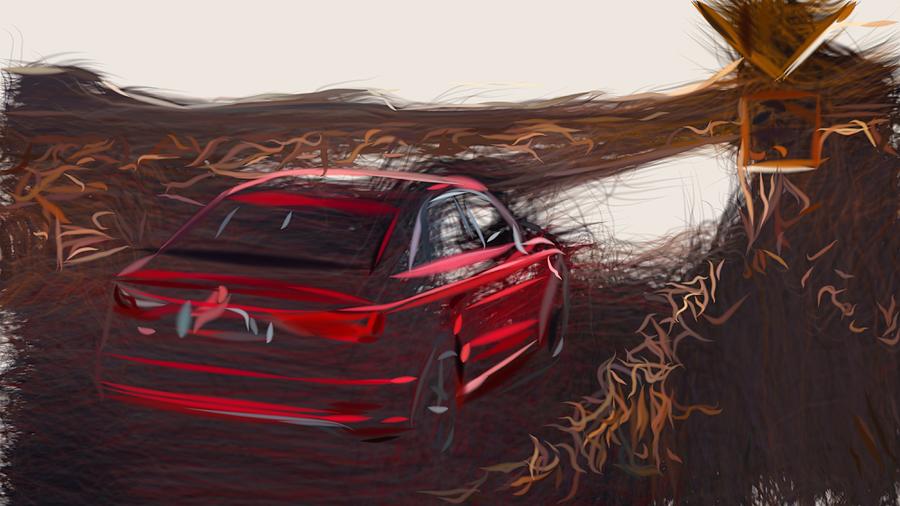 Audi S3 Sedan Drawing #4 Digital Art by CarsToon Concept