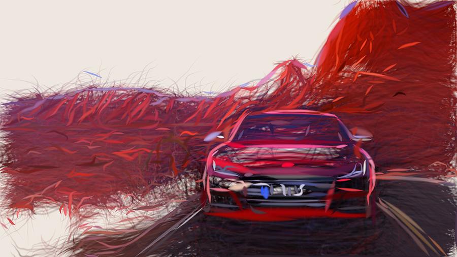 Audi TTS Coupe Drawing #4 Digital Art by CarsToon Concept