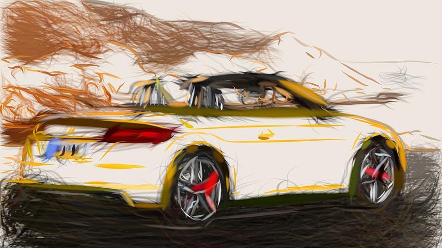 Audi TTS Roadster Drawing #4 Digital Art by CarsToon Concept