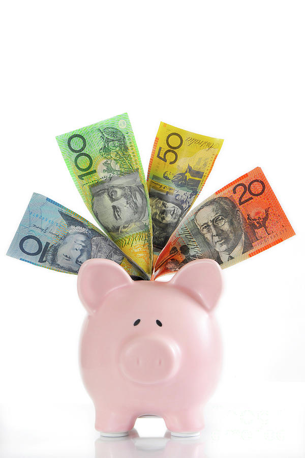 Australian Money with Piggy Bank #3 Photograph by Milleflore Images