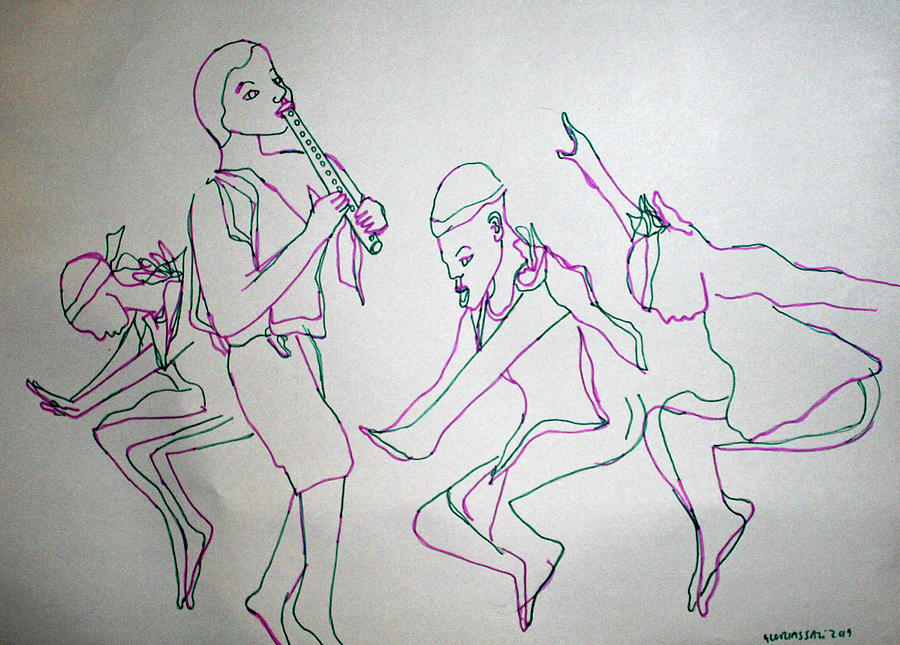 Bakiga Traditional Dance Uganda #3 Painting by Gloria Ssali