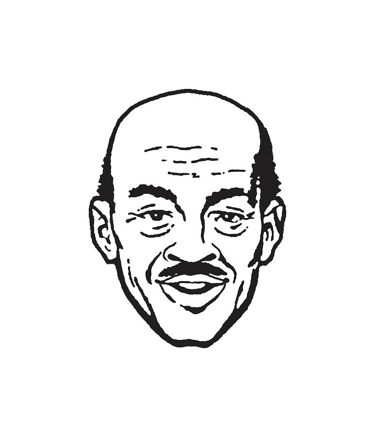 Black And White Drawing - Bald Man #3 by CSA Images