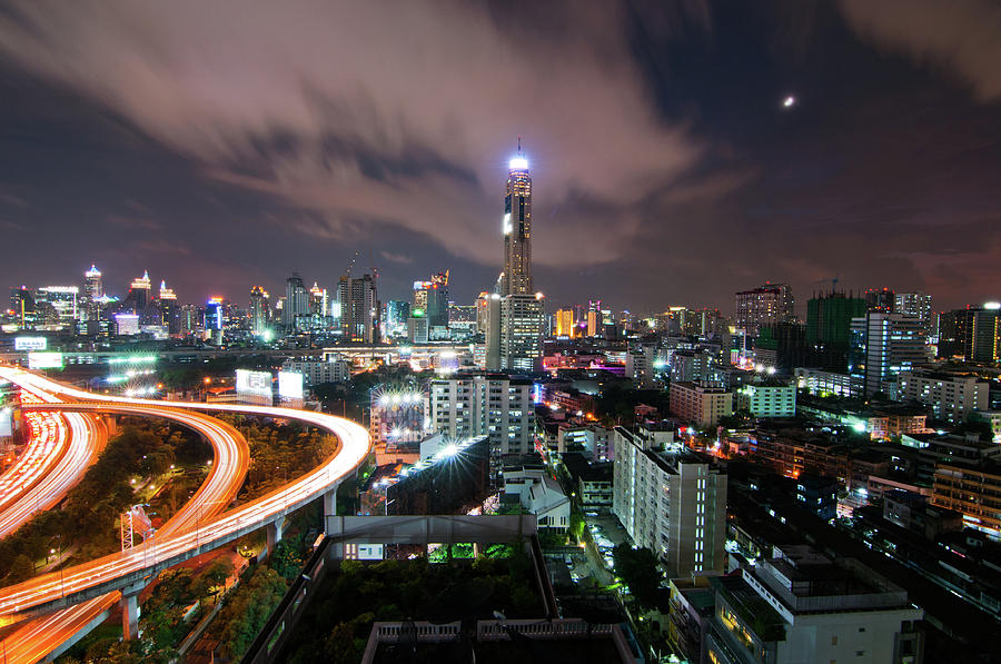 Bangkok City Night View, Thailand Photograph by Nutexzles