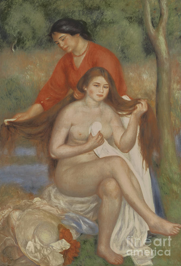 Bather and Maid Painting by Pierre Auguste Renoir