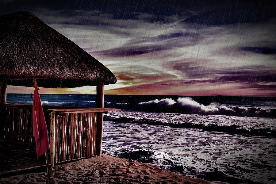 Beach Hut and Stormy Sea #3 Photograph by Darryl Brooks