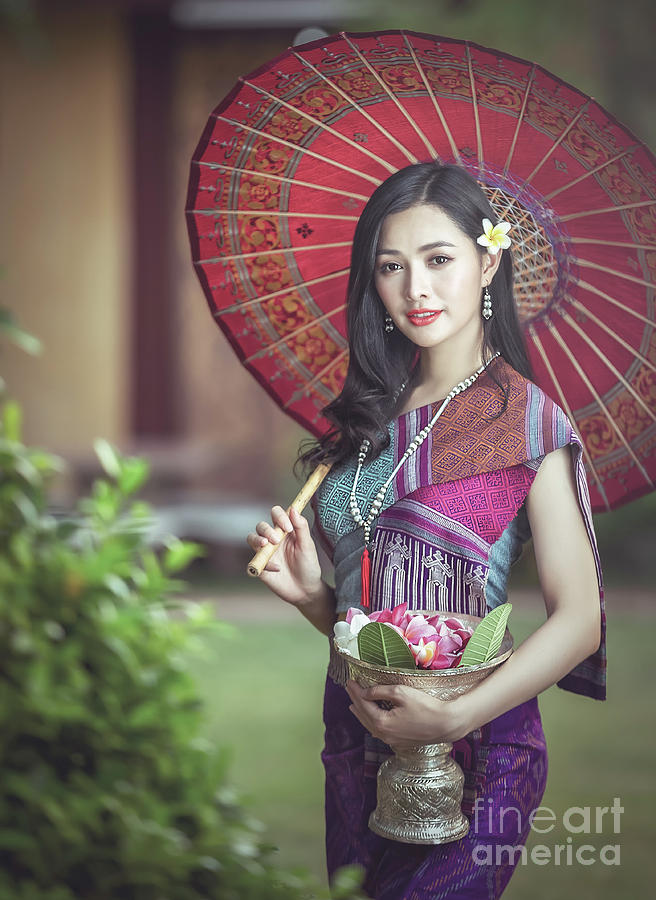 Beautiful Laos Girl In Costume 3 Photograph By Sasin Tipchai Pixels