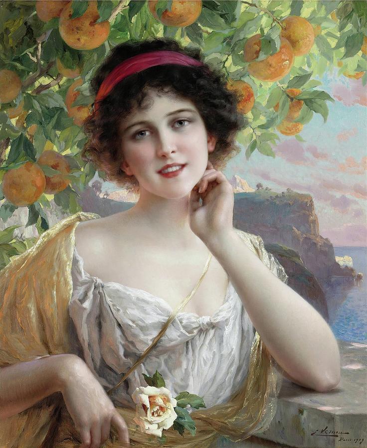 Beauty Under The Orange Tree Painting by Emile Vernon Fine Art America