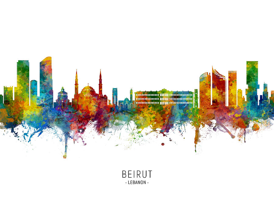Beirut Lebanon Skyline #3 Digital Art by Michael Tompsett Beirut Lebanon Skyline #3 Digital Art by Michael Tompsett