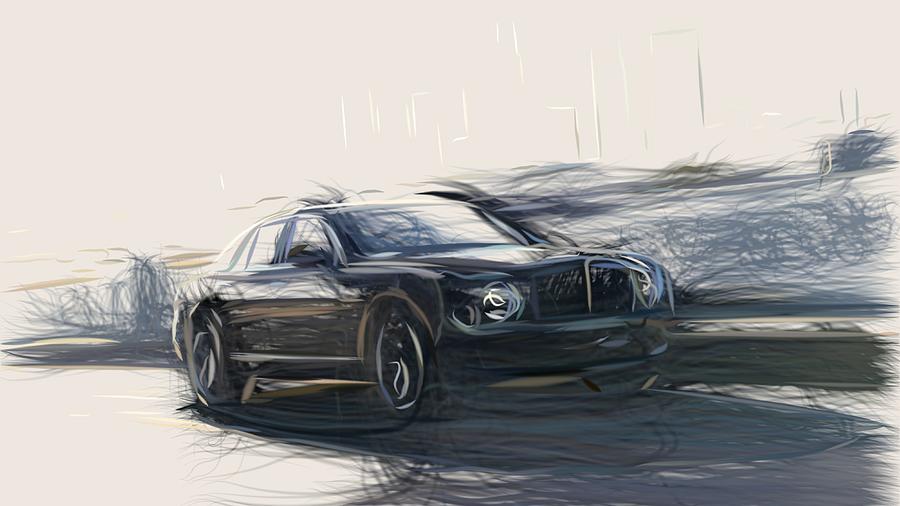 Bentley Mulsanne Speed Drawing #4 Digital Art by CarsToon Concept