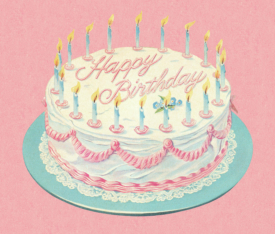 Cake Drawing - Birthday Cake With Candles #3 by CSA Images