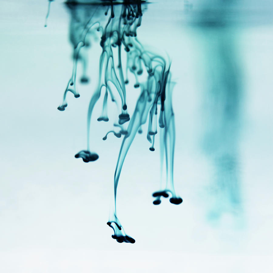 Blue Ink Swirling In Liquid #3 Photograph by Lisbeth Hjort