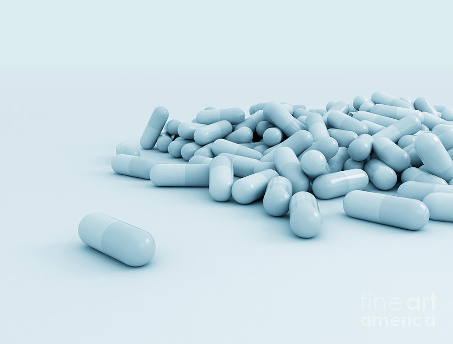 3d Photograph - Blue Pills #3 by Jesper Klausen/science Photo Library