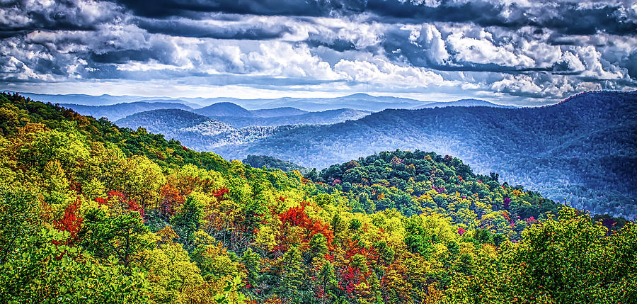 Blue Ridge And Smoky Mountains Changing Color In Fall #3 Photograph by Alex Grichenko