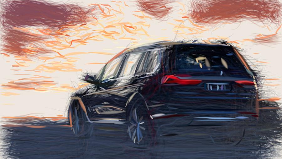 BMW X7 Drawing #4 Digital Art by CarsToon Concept