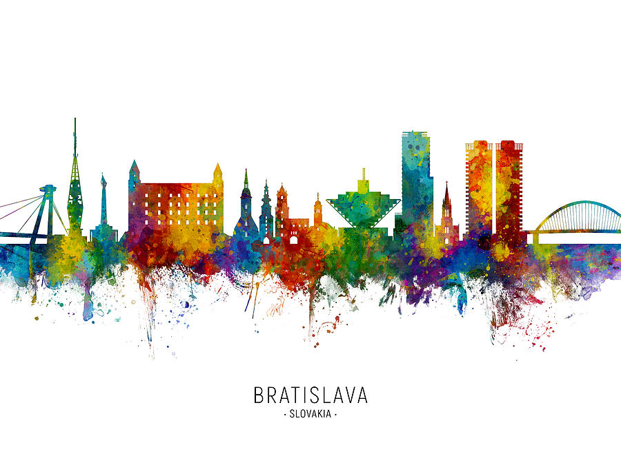Bratislava Slovakia Skyline #3 Digital Art by Michael Tompsett